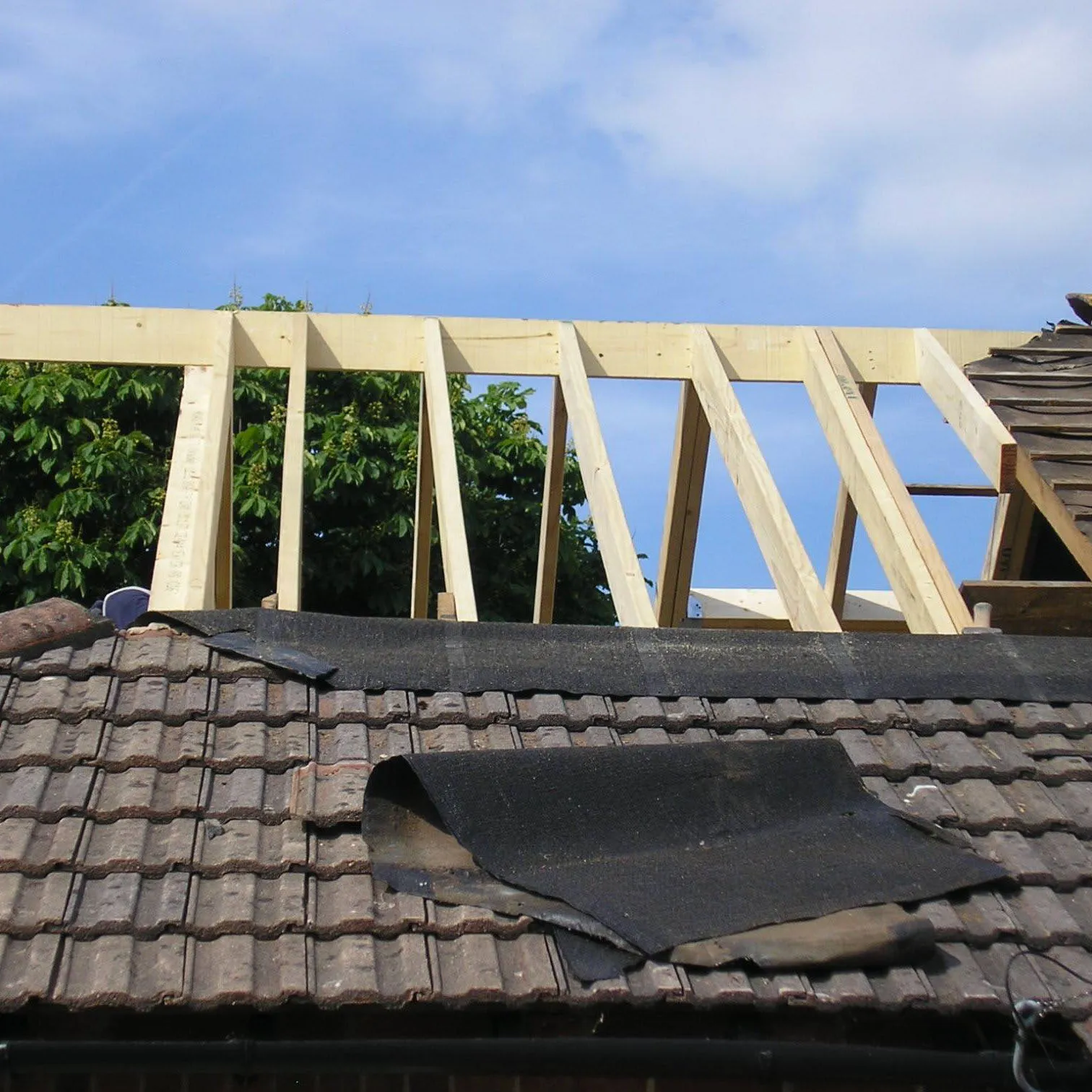 partially built roof